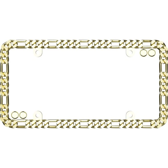 Designer Chain License Plate Frame, Gold (with fastener caps) - Picture 1 of 4